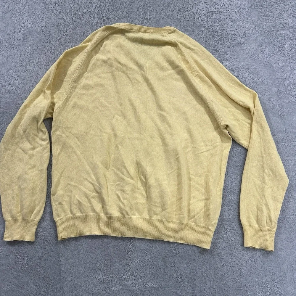 Vintage J. CREW VNeck Sweater Pullover Unisex XL Yellow Cashmere Blend Formal